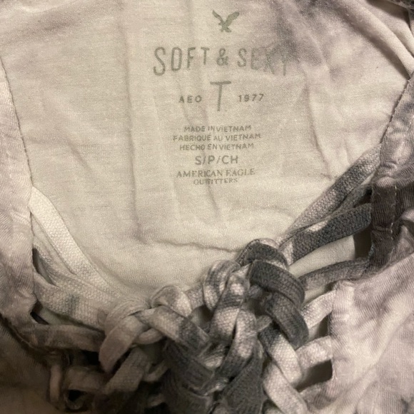 American Eagle soft & sexy long sleeve marble top in size S - Picture 2 of 2